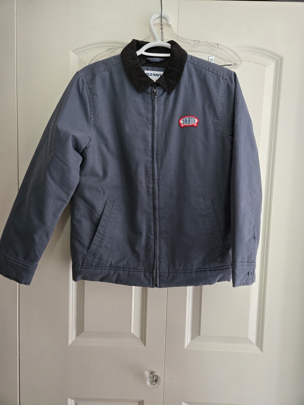 NWT Old Navy Youth's Gray Work Jacket with Black Corduroy Collar XL 14-16